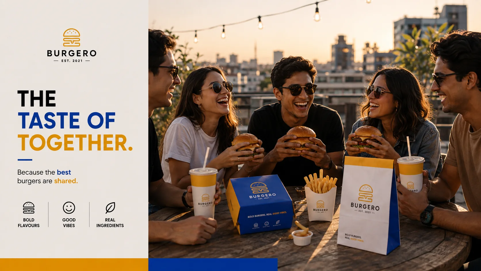 Burgero — Logo and Branding packaging & visual design mockup 13 by Raghav Chopra